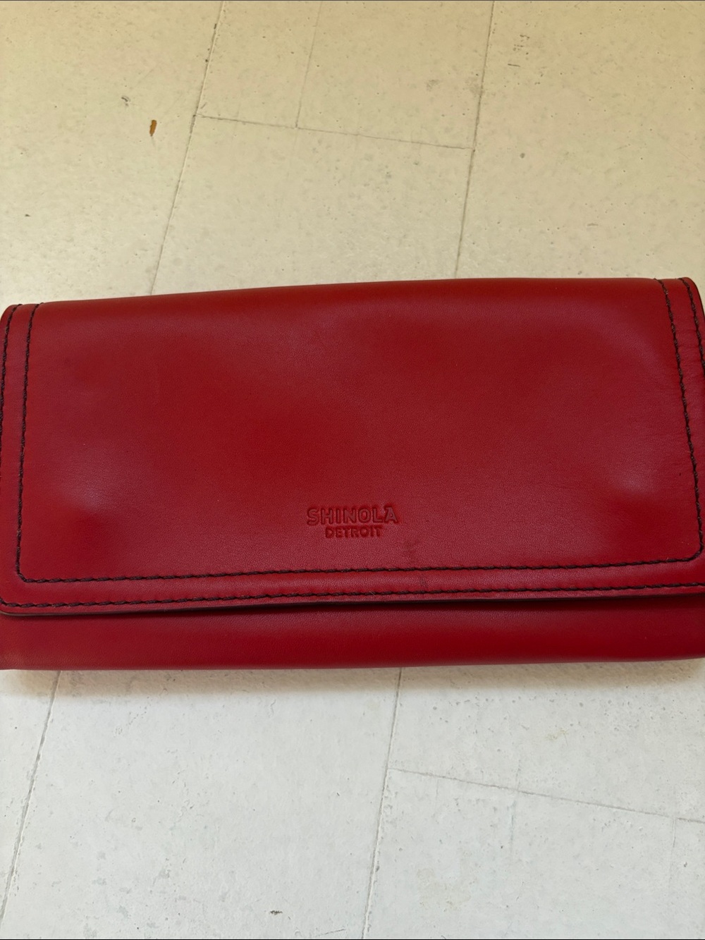 Shinola Red Leather Fold Wallet - Picture 2 of 7
